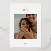 Moderne minimalistische Monogramm-Randgestaltung m Folieneinladung (Rückseite)