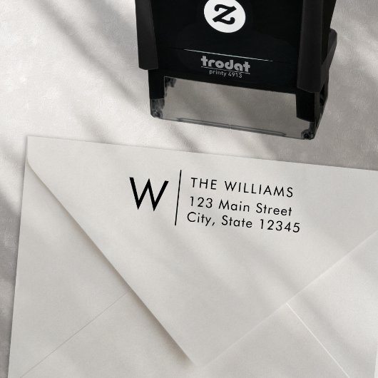 Moderne Minimalistische Monogramm-Rücksendeadresse Permastempel