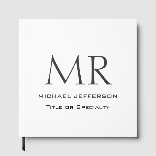 Moderne Minimalistische Monogramm-Schrift Gästebuch (Vorderseite)