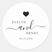 Moderne Minimalistische Monogramm-Schwarze Skripte Runder Aufkleber (Vorderseite)