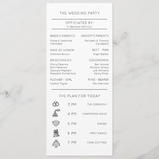 Moderne Minimalistische Monogramm zeitlose Hochzei Programm (Rückseite)