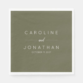 Moderne Minimalistische, moosgrüne Hochzeit Serviette