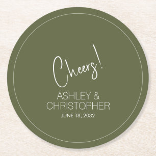 Moderne Minimalistische Mooshochzeit Runder Pappuntersetzer