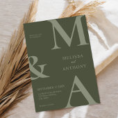Moderne Minimalistische Moss Green Wedding Einladung