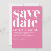 Moderne minimalistische, muffige, rosa und rote Ho Save The Date (Vorderseite)