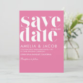 Moderne minimalistische, muffige, rosa und rote Ho Save The Date (Stehend Vorderseite)