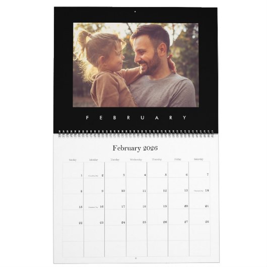 Moderne Minimalistische Multi-Foto-Erinnerungen Kalender (Feb 2026)