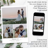 Moderne Minimalistische Multi-Foto-Hochzeit Dankeskarte