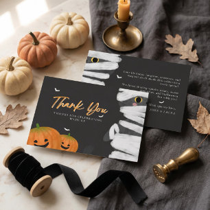 Moderne Minimalistische Mumienkatze Halloween Dankeskarte