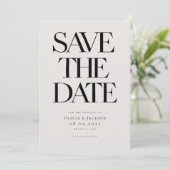 Moderne Minimalistische, mutige Typografie-Hochzei Save The Date (Stehend Vorderseite)
