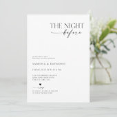 Moderne Minimalistische Nacht vor dem Probe Einladung (Stehend Vorderseite)
