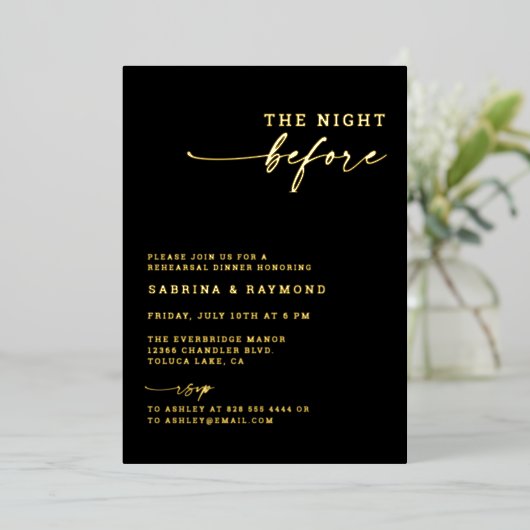 Moderne Minimalistische Nacht vor dem Probe Folieneinladung (Stehend vorne)