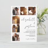 Moderne Minimalistische Namen 7-Foto Grid Wedding Einladung (Stehend Vorderseite)
