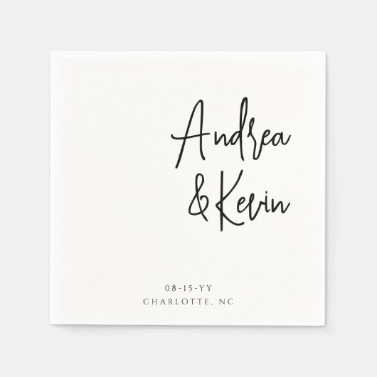 Moderne Minimalistische Namen Hochzeitsszeitszene Serviette (Vorderseite)