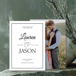 Moderne Minimalistische Namen Kalligrafie Schwarze Einladung