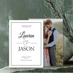 Moderne Minimalistische Namen Kalligrafie Schwarze Einladung