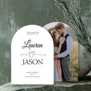 Moderne Minimalistische Namen Kalligrafie Schwarze Einladung