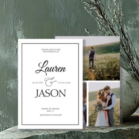 Moderne Minimalistische Namen Kalligraphie Black 3 Einladung