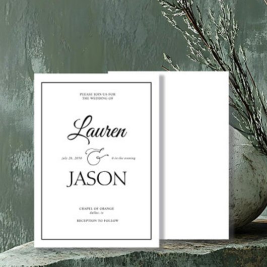 Moderne Minimalistische Namen Kalligraphie Black Einladung