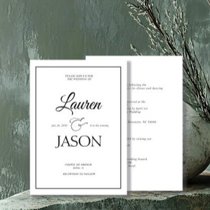 Moderne Minimalistische Namen Kalligraphie Black Einladung