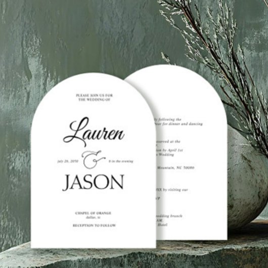 Moderne Minimalistische Namen Kalligraphie Black Einladung