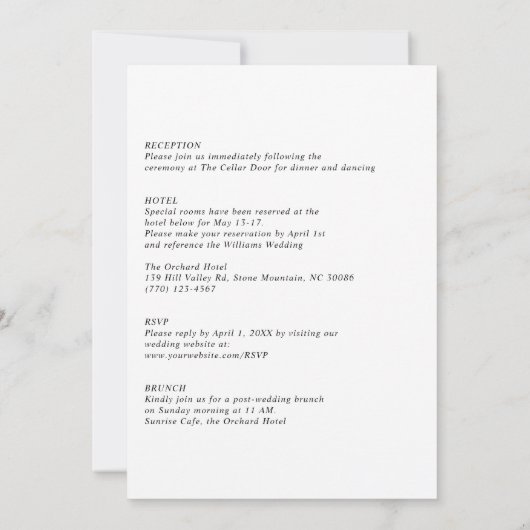 Moderne Minimalistische Namen Kalligraphie Black Einladung (Rückseite)