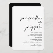 Moderne minimalistische Namen kalligraphische schw Einladung (Vorne/Hinten)