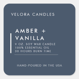 Moderne Minimalistische Navy Blue Candle Label Auf Quadratischer Aufkleber