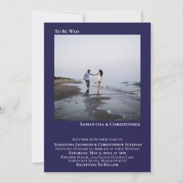 Moderne Minimalistische Navy Blue Einfaches Foto H Einladung