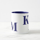 Moderne Minimalistische Navy Blue Letter Monogram Tasse (Zentrum)