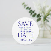 Moderne Minimalistische Navy Blue Save the Date ru Einladung (Stehend Vorderseite)