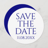 Moderne Minimalistische Navy Blue Save the Date ru Einladung (Vorne/Hinten)