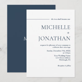 Moderne Minimalistische Navy Blue Text Christlich  Einladung
