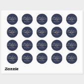 Moderne Minimalistische Navy Blue Wedding Vielen D Runder Aufkleber (Blatt)