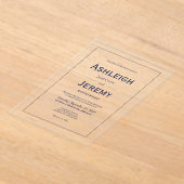 Moderne Minimalistische Navy Blue White Wedding Acryleinladungen (Ablage )