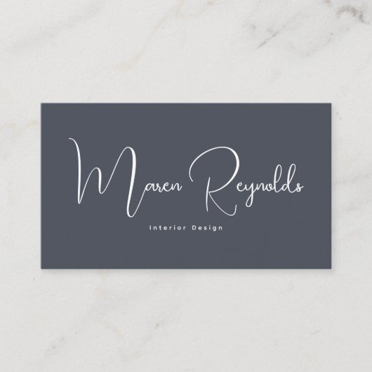 Moderne Minimalistische Navy-Script Visitenkarte (Vorderseite)