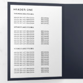 Moderne Minimalistische Navy & White Price Broschü Dreifach Gefaltete Karte (Innen Erste Seite)