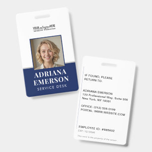 Moderne minimalistische navyblaue Unternehmensfoto Ausweis