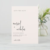 Moderne Minimalistische neutrale Foto-Hochzeit Save The Date (Stehend Vorderseite)