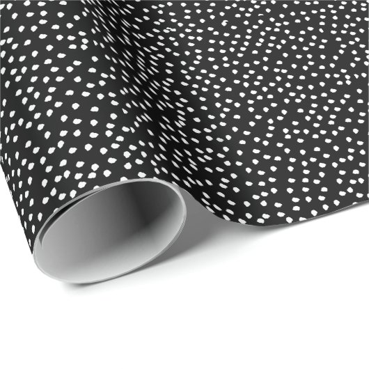 Moderne Minimalistische Niedliche Polka Dot Black Geschenkpapier (Rolleneckpunkt)