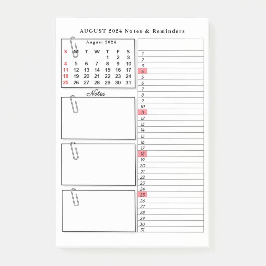 Moderne Minimalistische Noten Post-it Klebezettel (Vorderseite)