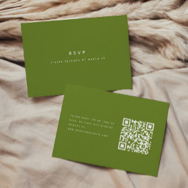 Moderne minimalistische oliven-grüne Hochzeits-QR- RSVP Karte
