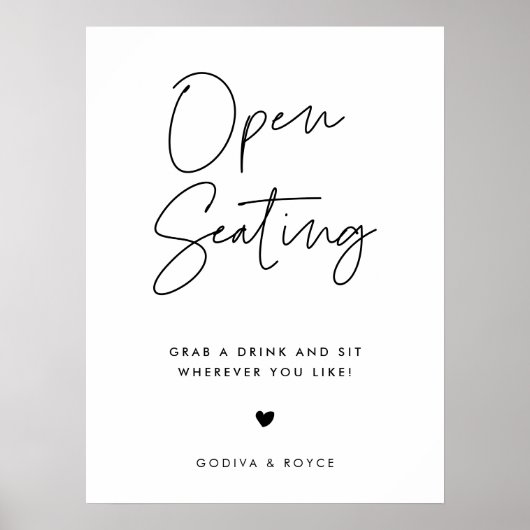 Moderne Minimalistische Open-Seating-Hochzeit Poster (Vorne)