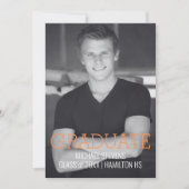 Moderne Minimalistische Orange Art Deco Graduation Ankündigung (Vorderseite)