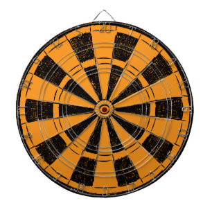 Moderne minimalistische Orange und Schwarz Dartscheibe