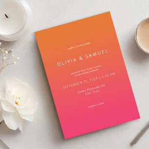 Moderne, Minimalistische Orangefarbene Hochzeit Einladung