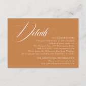 Moderne Minimalistische Orangefarbene Hochzeitsdet Begleitkarte (Vorderseite)