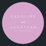 Moderne Minimalistische Orchid-Hochzeit Runder Aufkleber<br><div class="desc">Modernes Minimalistisches Script Lila Orchid Custom Wedding Classic Round Sticker</div>