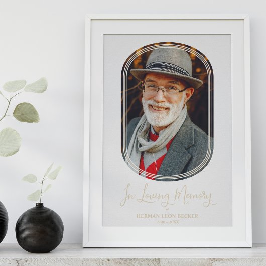 Moderne Minimalistische Oval Effect Foto Beerdigun Poster