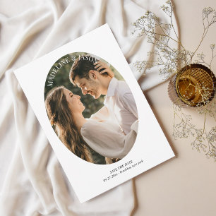 Moderne minimalistische ovale runde Rand Foto Hoch Save The Date